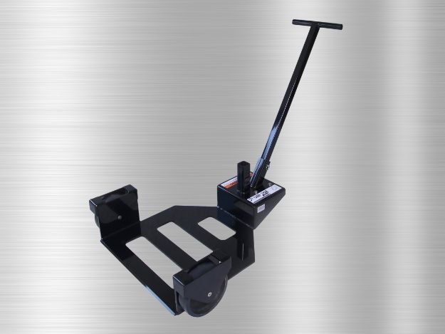 Right-side view of a GSA container loaded on the SumoSpin cart for safe, one-person moving.